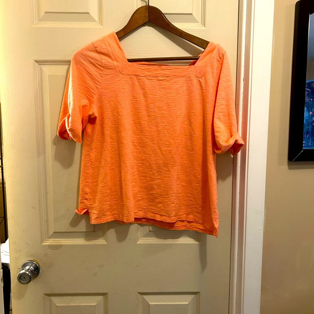 Talbots Orange Boxy Blouse Relaxed Fit, orange top, size -XL